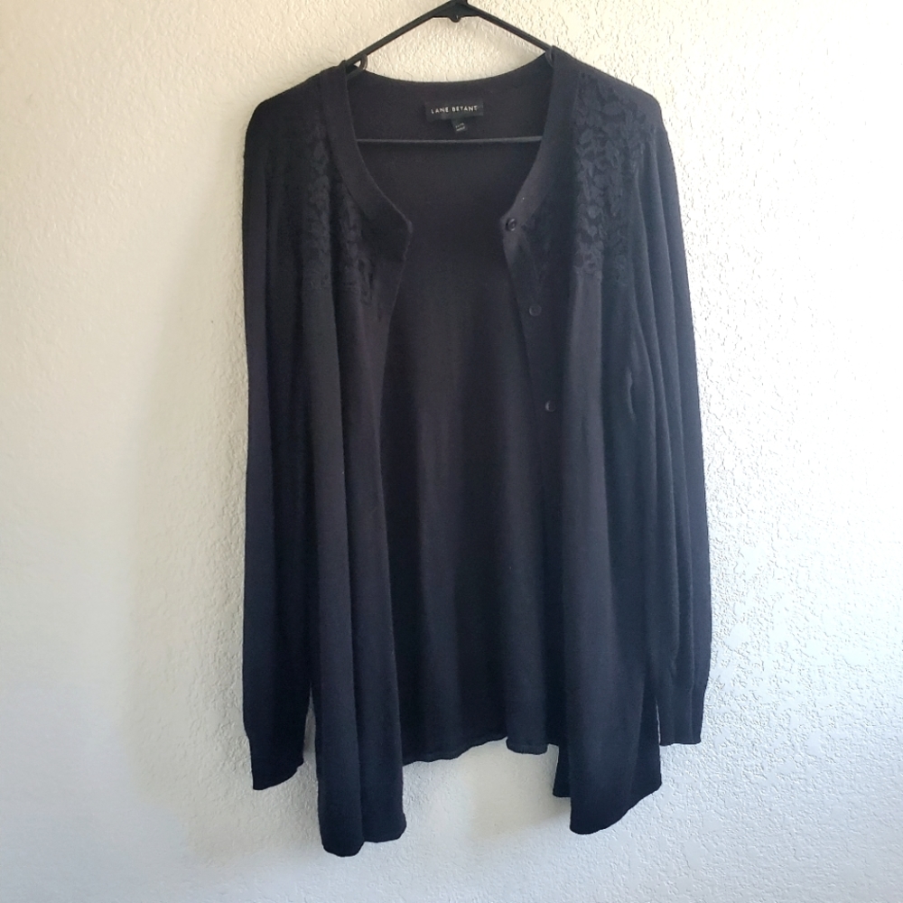 Lane Bryant‎ Button Up Cardigan Sweater Black Layering, Church, Minimalist
